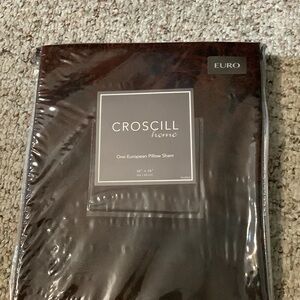 Croscill Plateau Faux leather European Pillow Sham, 26”‎ x 26”, new